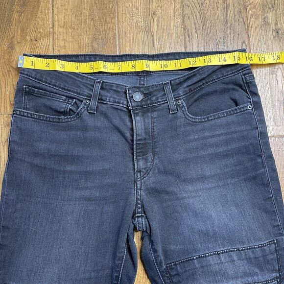Levi's 711 Skinny Stretch Black Denim Jeans Womens Size 30 Patch Front Design - Picture 3 of 8